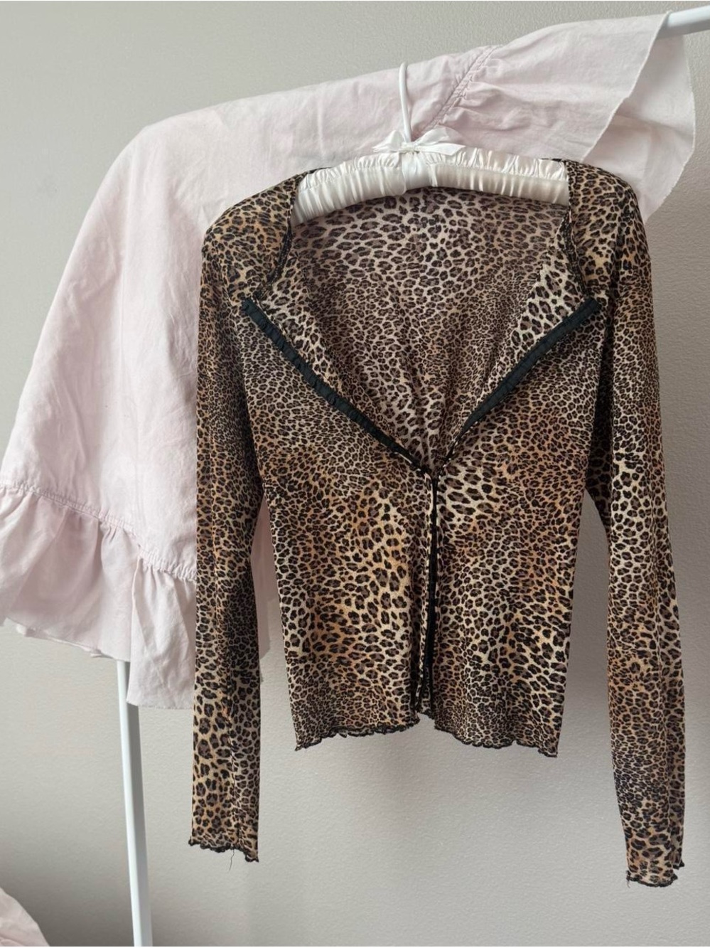 Leopard Print Long-Sleeve Cardigan - Brown